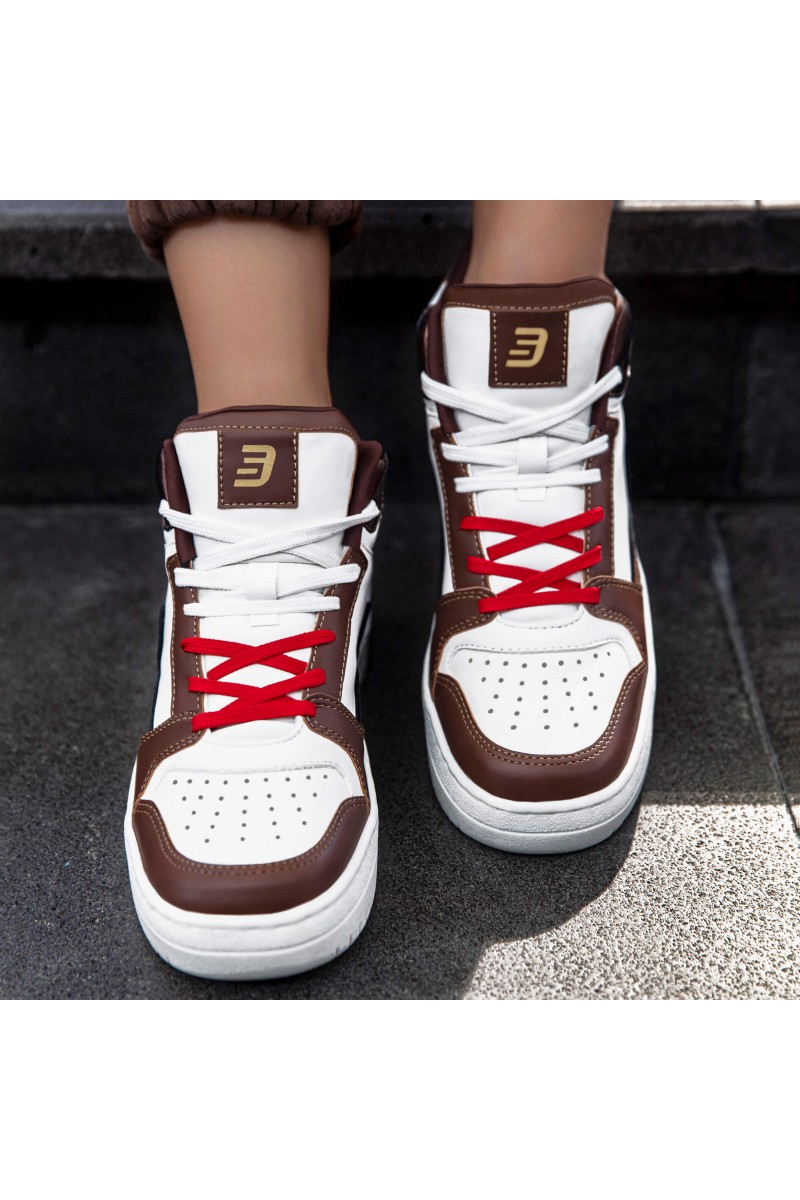 Women's High Top Sneakers - White Tan - DS Violet