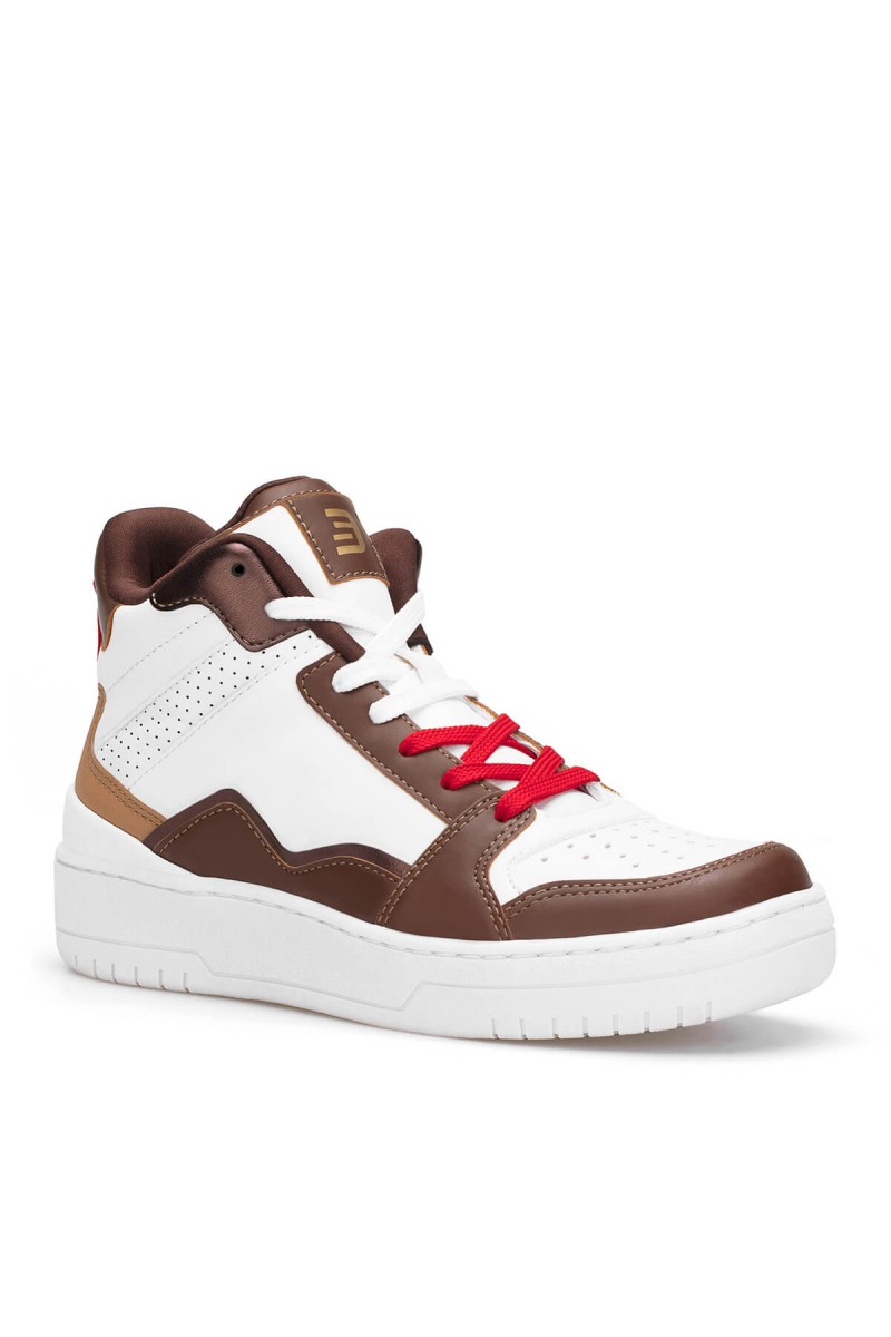 Women's High Top Sneakers - White Tan - DS Violet