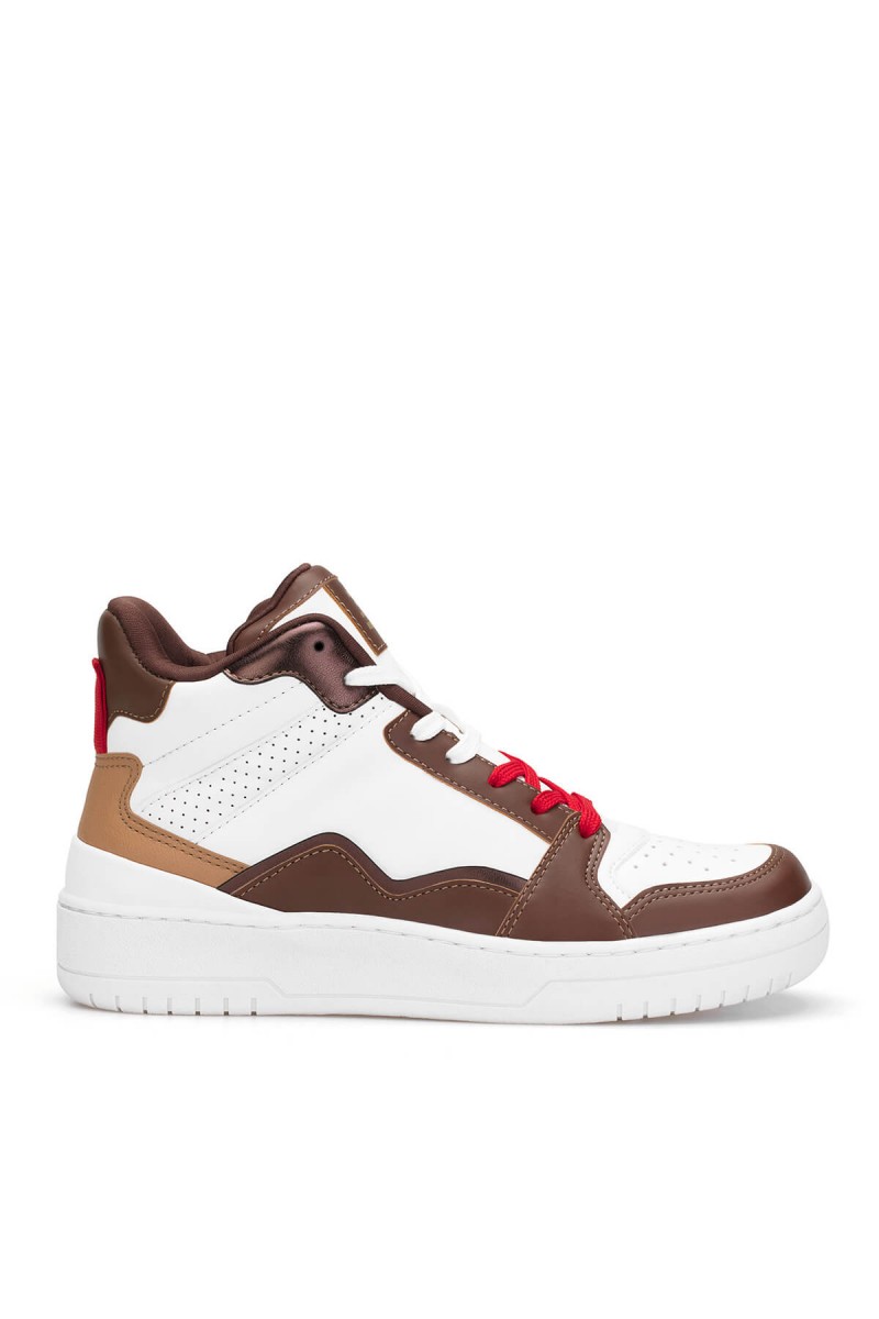 Women's High Top Sneakers - White Tan - DS Violet