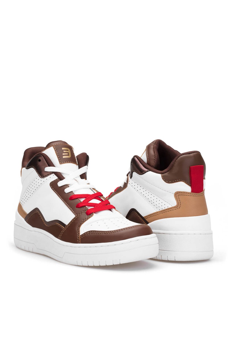 Women's High Top Sneakers - White Tan - DS Violet