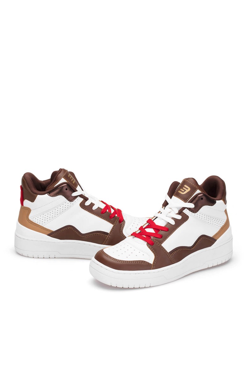 Women's High Top Sneakers - White Tan - DS Violet