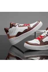 Women's High Top Sneakers - White Tan - DS Violet