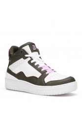 Women's High Top Sneakers - White Green - DS Violet