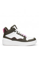 Women's High Top Sneakers - White Green - DS Violet