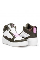 Women's High Top Sneakers - White Green - DS Violet