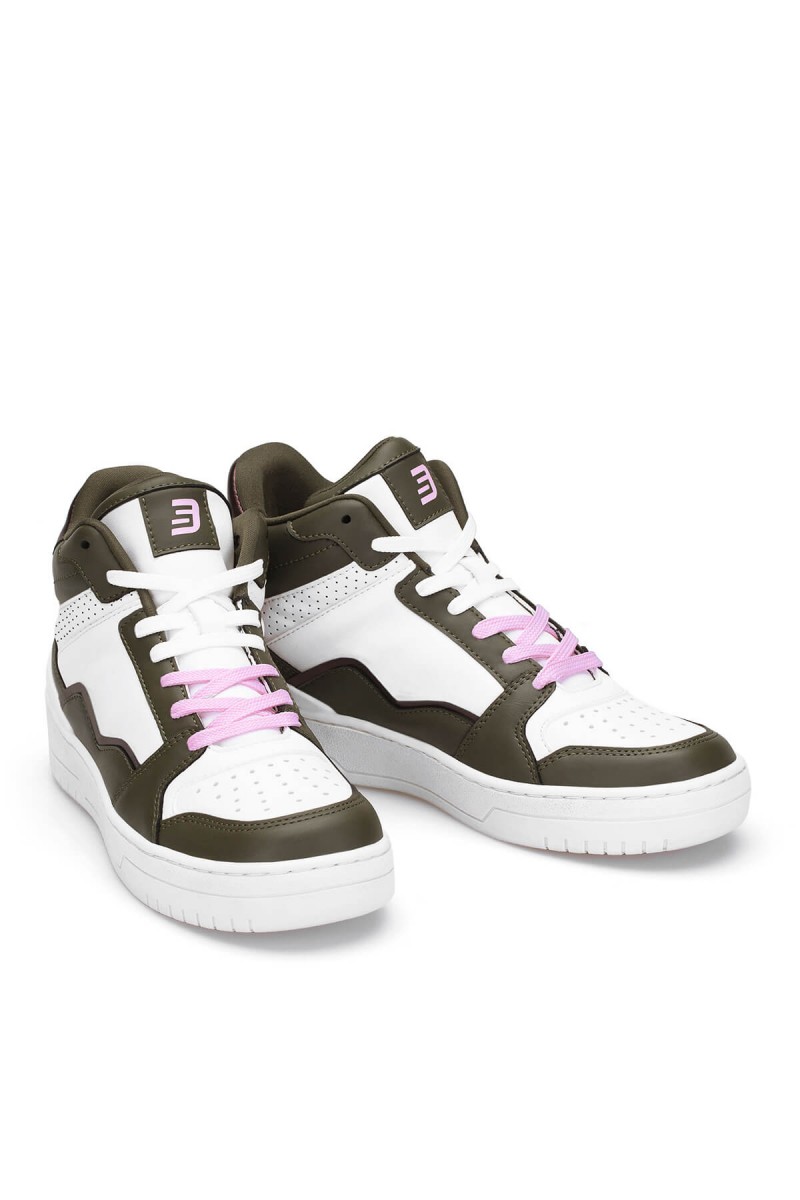 Women's High Top Sneakers - White Green - DS Violet