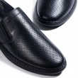 Mens Genuine Leather Loafer Shoes - Black - 010