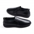 Mens Genuine Leather Loafer Shoes - Black - 010