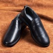 Mens Genuine Leather Loafer Shoes - Black - 010