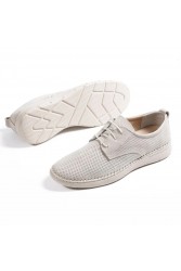 Mens Genuine Leather Shoes - Beige - 011