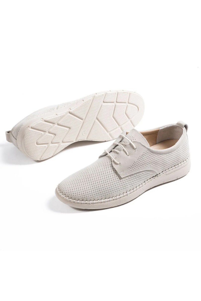 Mens Genuine Leather Shoes - Beige - 011