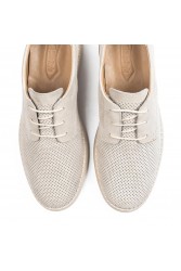 Mens Genuine Leather Shoes - Beige - 011
