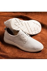 Mens Genuine Leather Shoes - Beige - 011