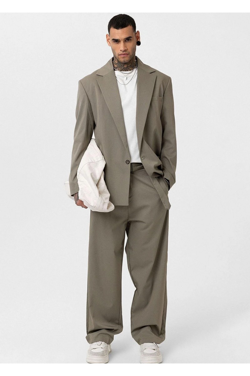 Men's Baggy Pants - Khaki - V20 - 01