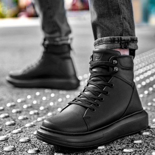 Mens High Top Sneakers - Black - Sandor