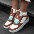 Women's High Top Sneakers - White Tan - DS Maya
