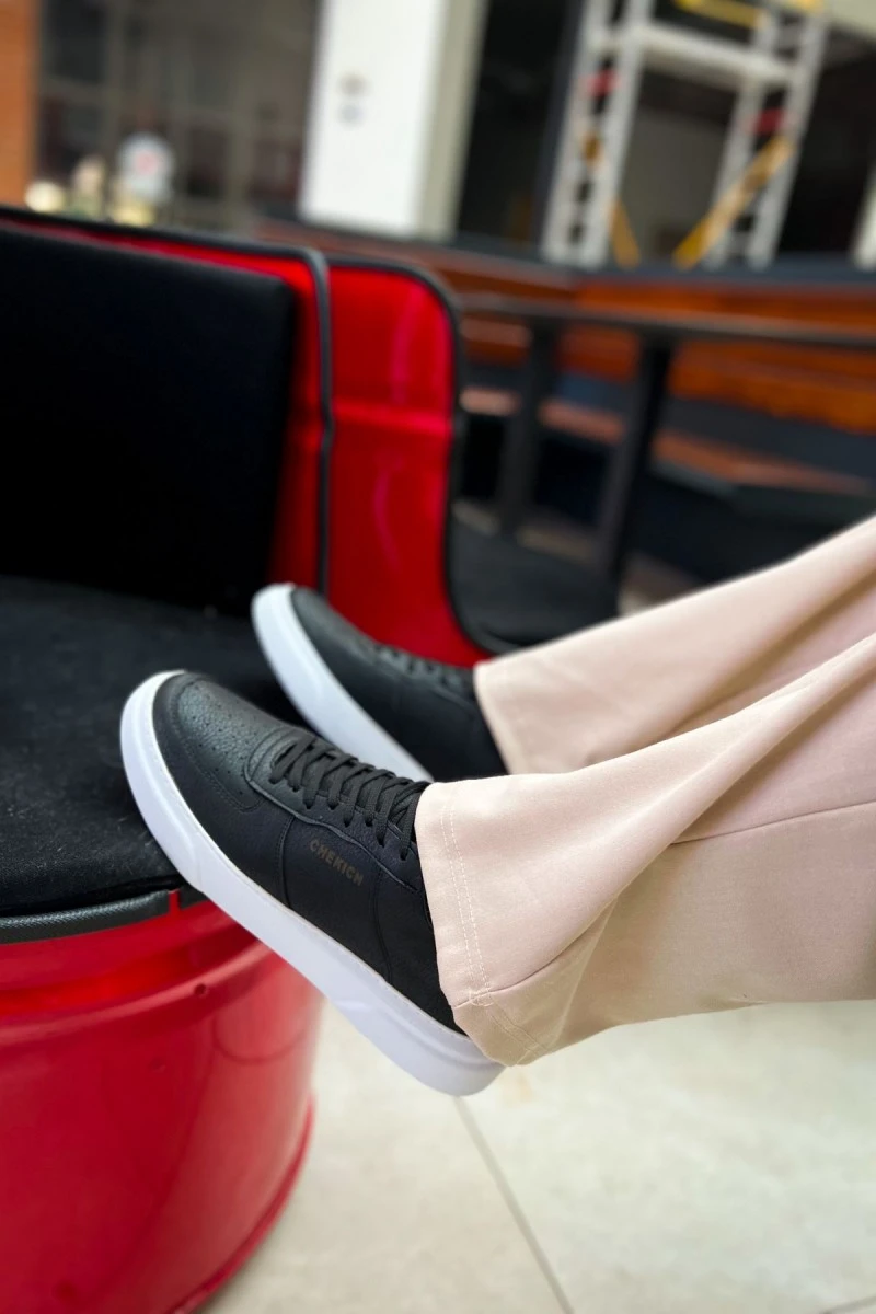Mens Sneakers - Black White - 087