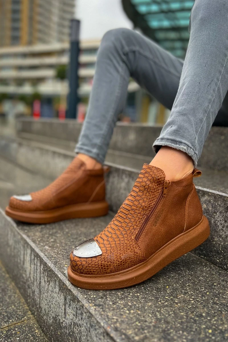 Mens High Top Boots - Tan - 133