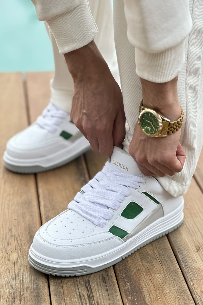 Mens Sneakers - White Green - 2410