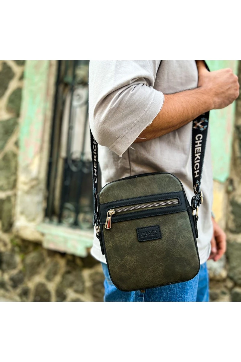 Mens Square Bag - Black Khaki - 102