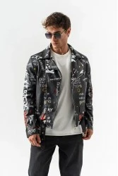 Men's Biker Jacket - Black - 8149