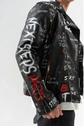 Men's Biker Jacket - Black - 8149