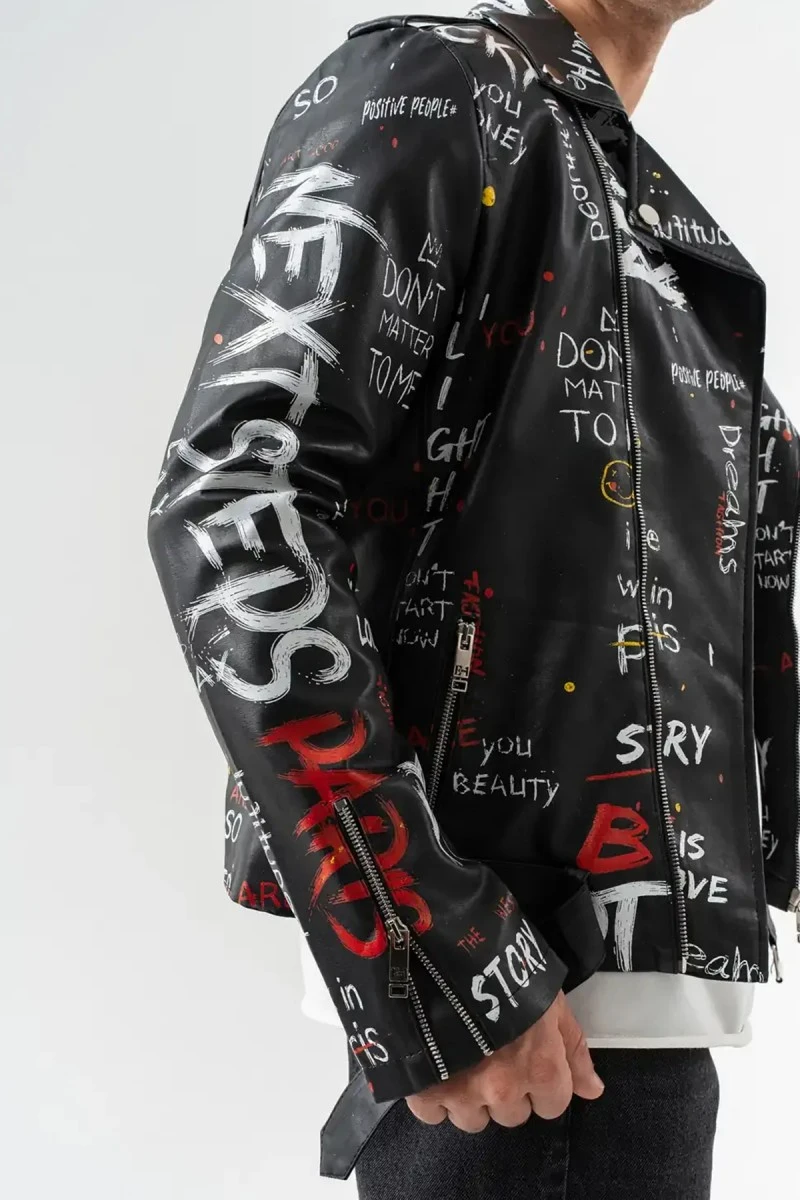 Men's Biker Jacket - Black - 8149