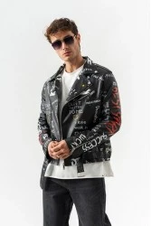 Men's Biker Jacket - Black - 8149