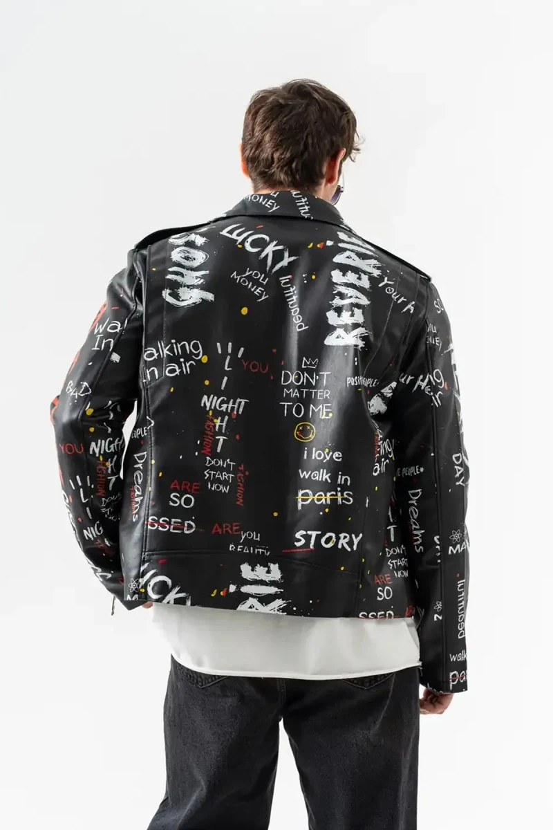 Men's Biker Jacket - Black - 8149