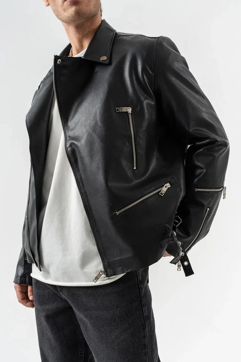 Men's Biker Jacket - Black - 8150