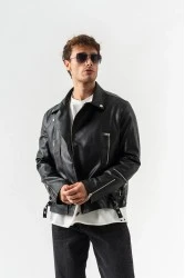 Men's Biker Jacket - Black - 8150