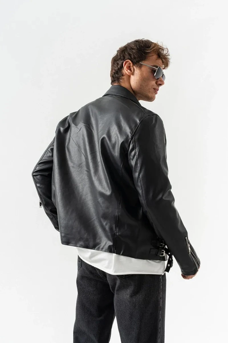 Men's Biker Jacket - Black - 8150