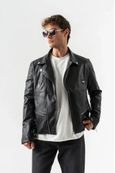 Men's Biker Jacket - Black - 8150