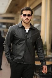 Men's Leather Jacket - Black - Conor