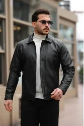 Men's Leather Jacket - Black - Conor
