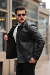 Men's Leather Jacket - Black - Conor