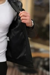 Men's Leather Jacket - Black - Conor