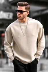 Mens Sweatshirt - Beige - 6048