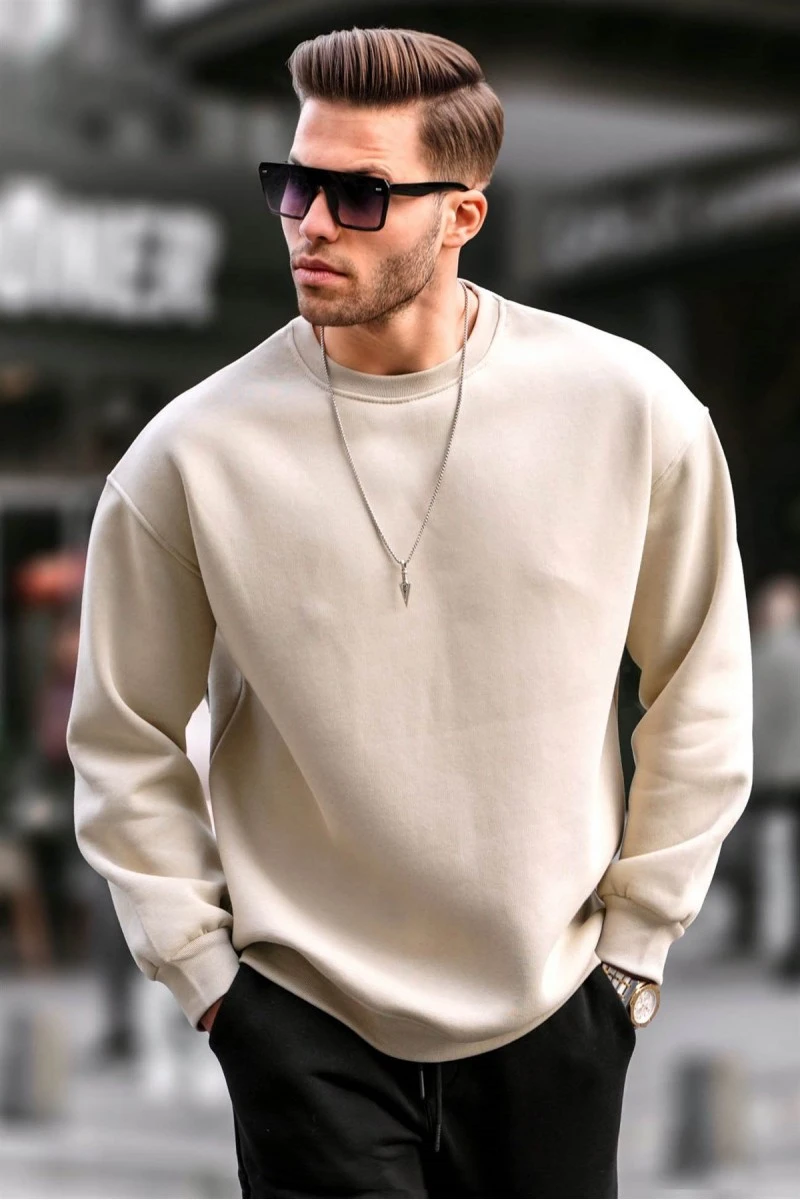 Mens Sweatshirt - Beige - 6048