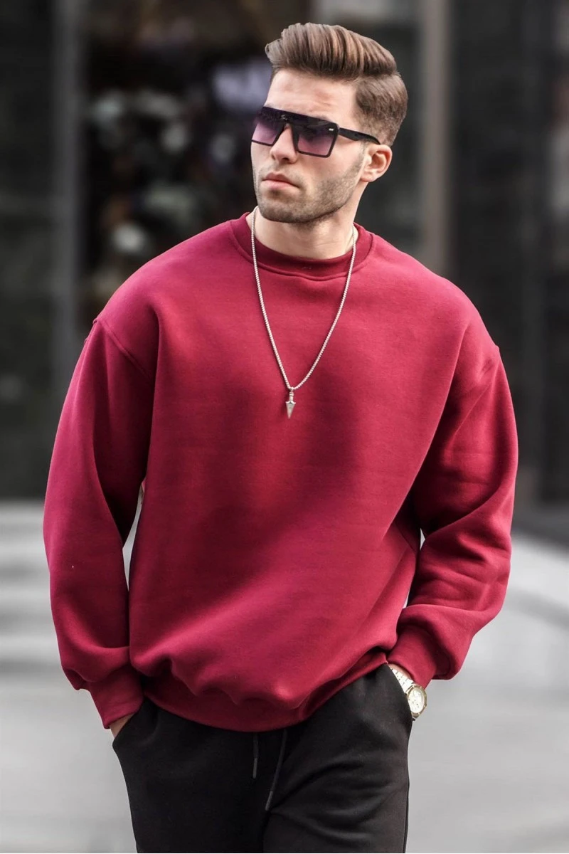 Mens Sweatshirt - Claret Red - 6048