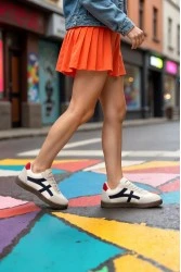 Womens Sneakers - Beige Dark Blue - Ruby