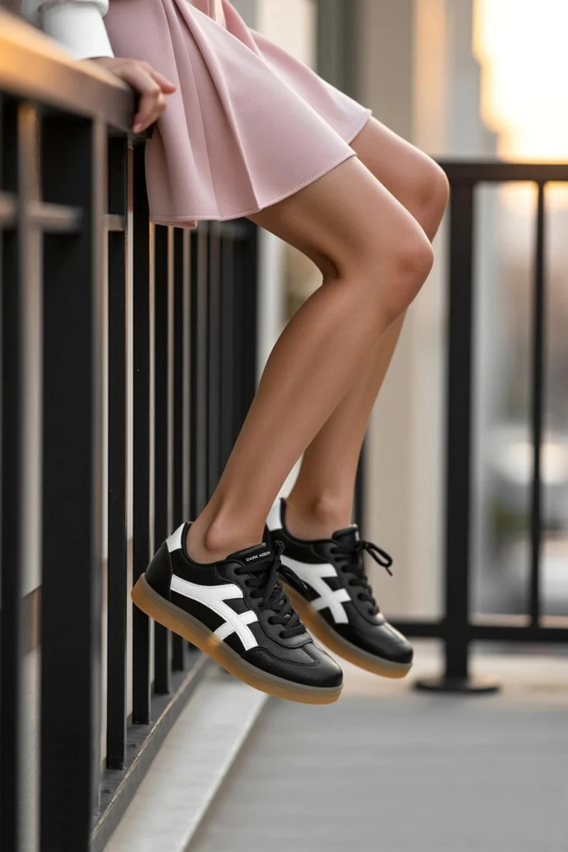 Womens Sneakers - Black White - Ruby