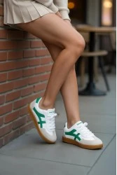 Womens Sneakers - White Green - Ruby
