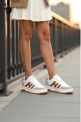 Women's Sneakers - White Tan - DS Sage
