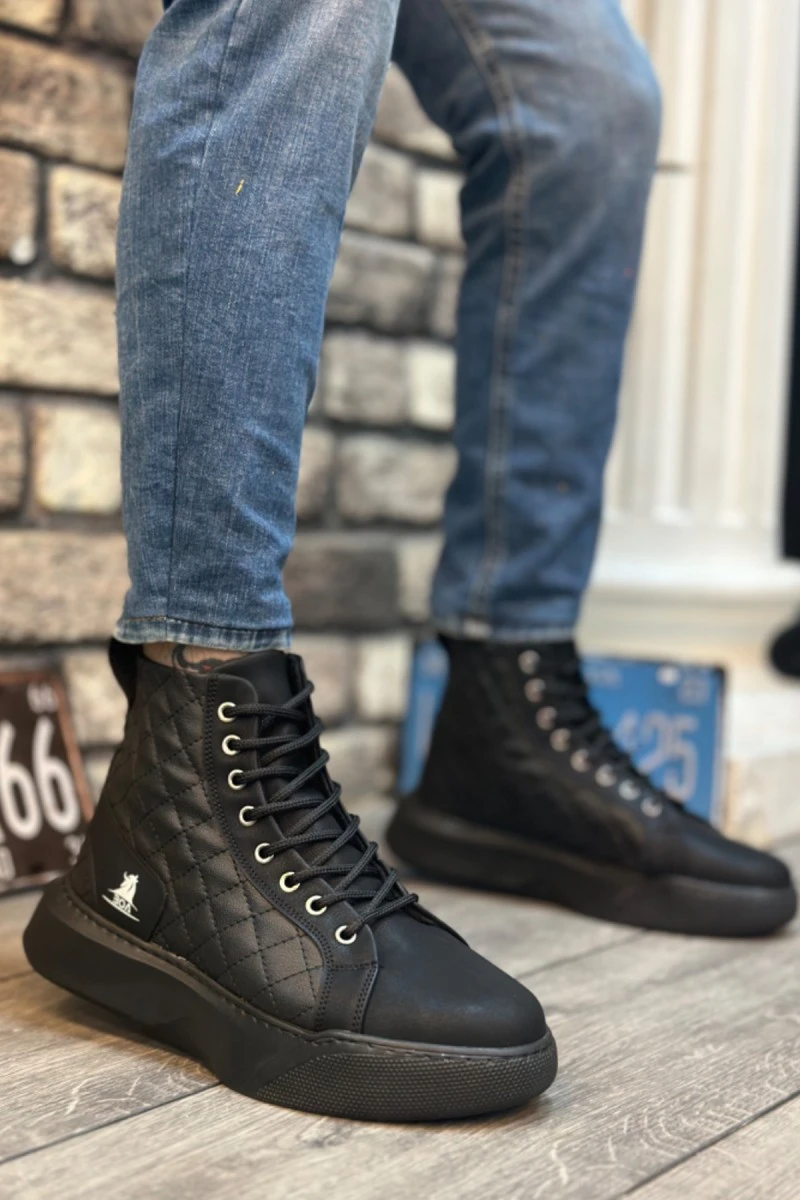 Mens High Top Sneakers - Black - 0159