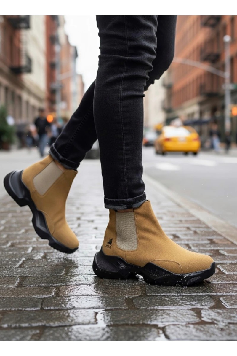 Mens High Top Sneakers - Camel - 0444