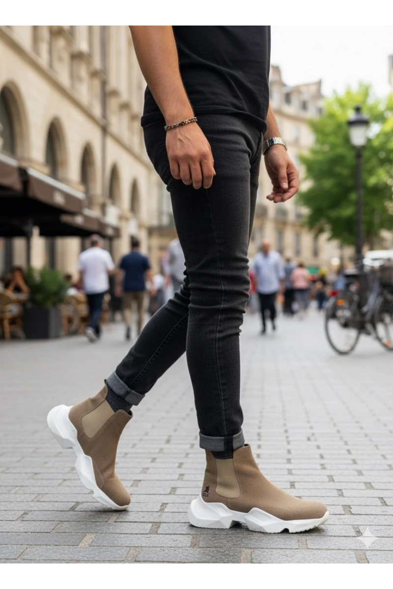 Mens High Top Sneakers - Mink - 0444