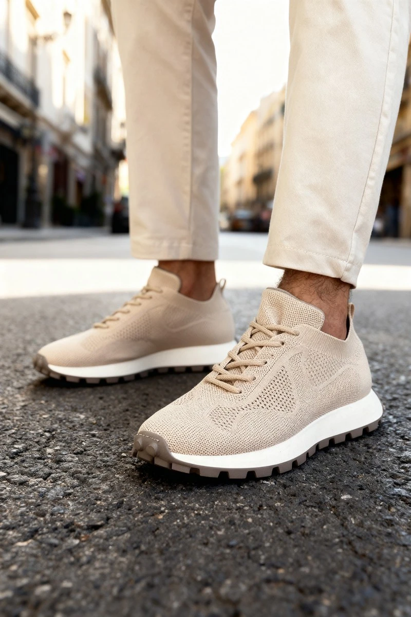 Mens Sneakers - Beige - 2409