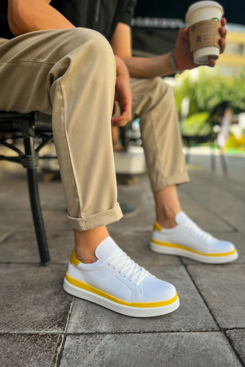 Mens Sneakers - White Yellow - 979