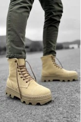 Mens Boots - Beige Suede - 023